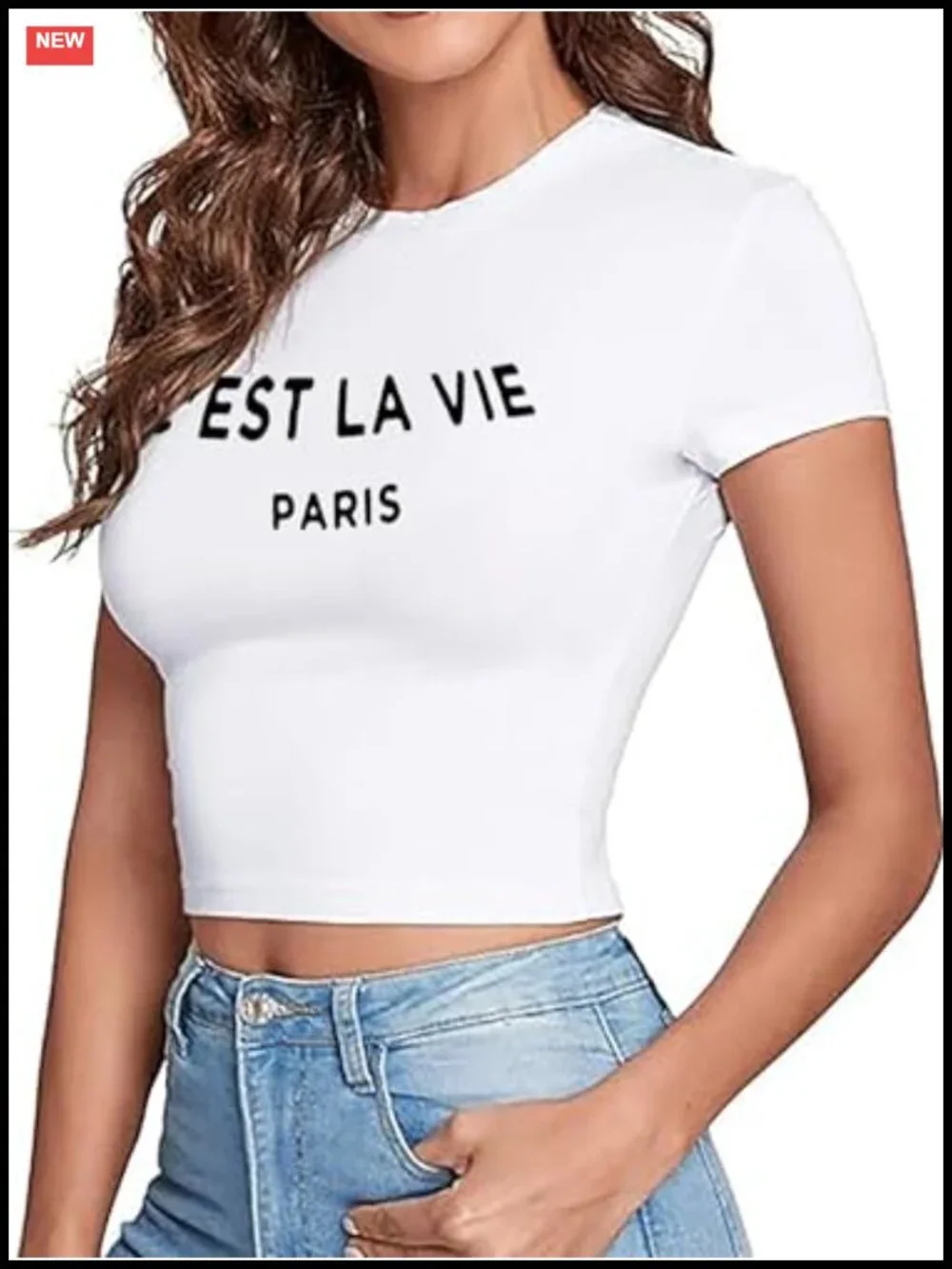 Women's Y2K Graphic Crop Top Baby Tee Short Sleeve Slim Fit